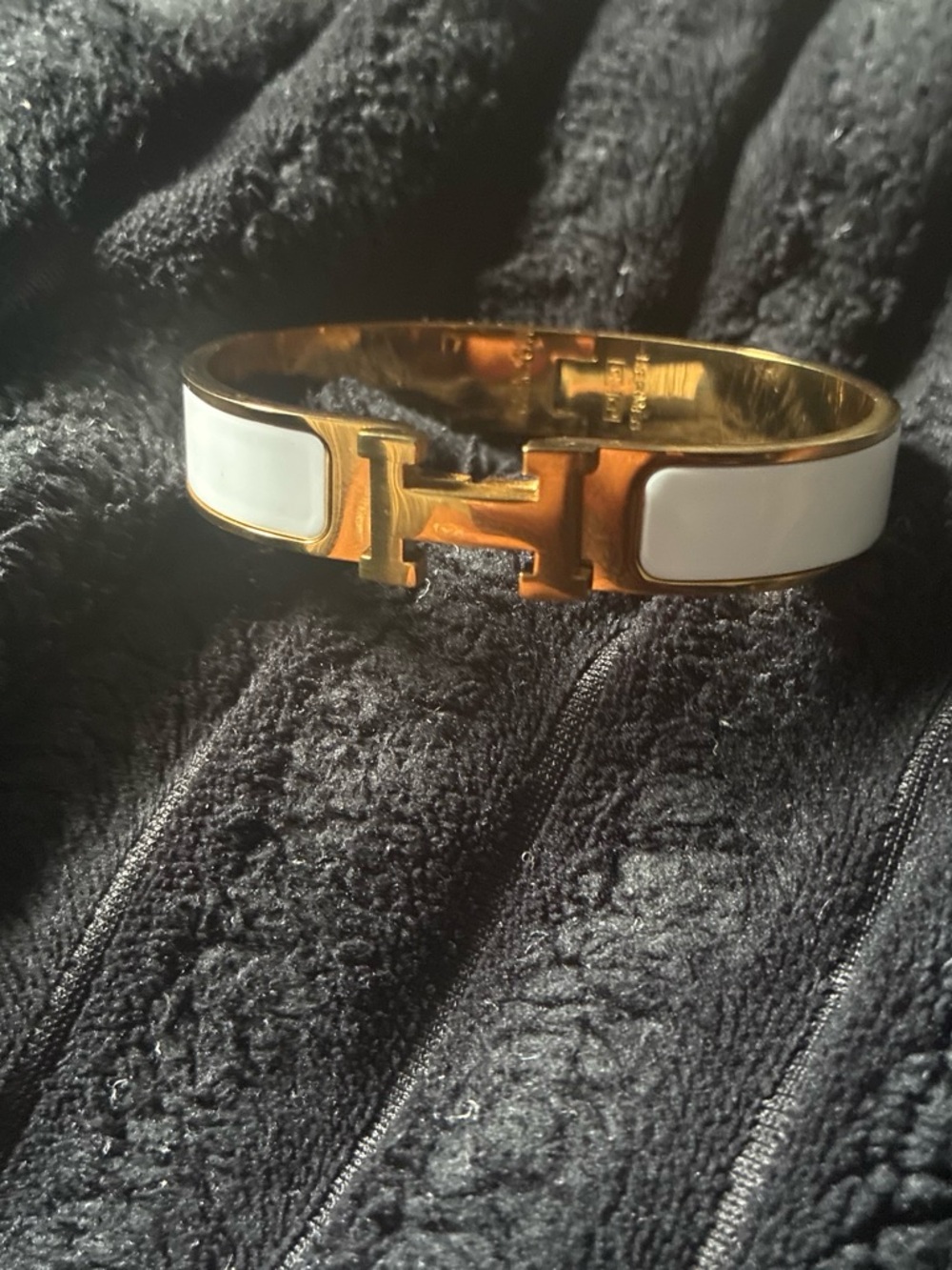 Gold and White Enamel H Bracelet for Men
